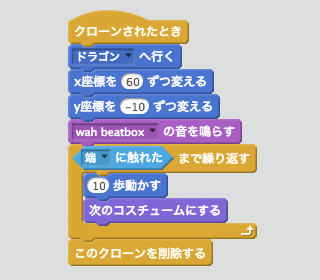 炎がクローンされたときのスクリプト