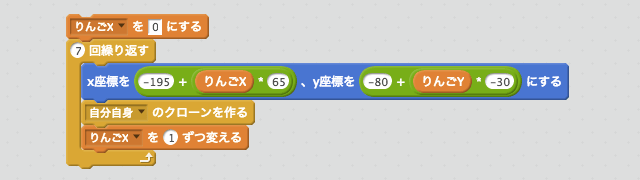 スプライトを1列にならべるスクリプト