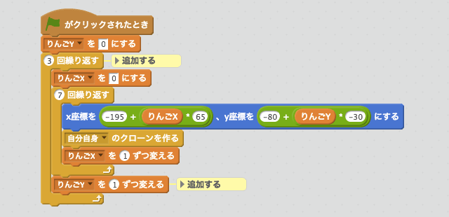 スプライトを複数列ならべるスクリプト