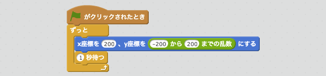 右端のランダムな位置に出現させるスクリプト