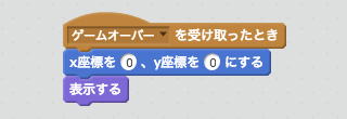 ゲームオーバーを表示するスクリプト