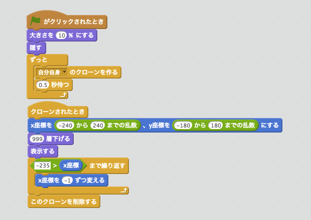 ほしの動きのスクリプト