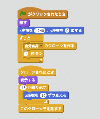 端から端まで動かすスクリプト