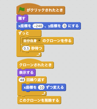 端から端まで動かすスクリプト
